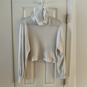 Small Hollister Cream Cropped Cowl Neck Sweater
